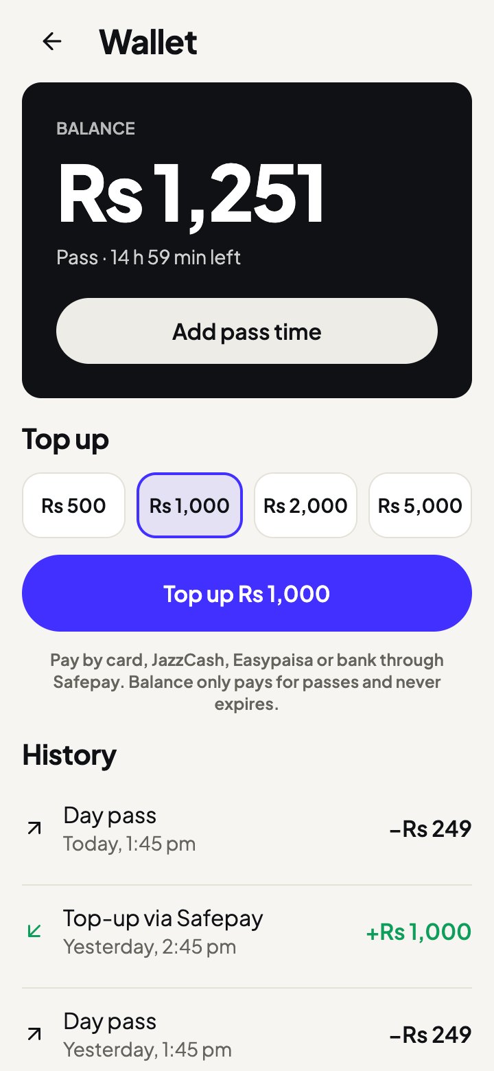 The driver wallet with a balance of Rs 1,251 and a running pass